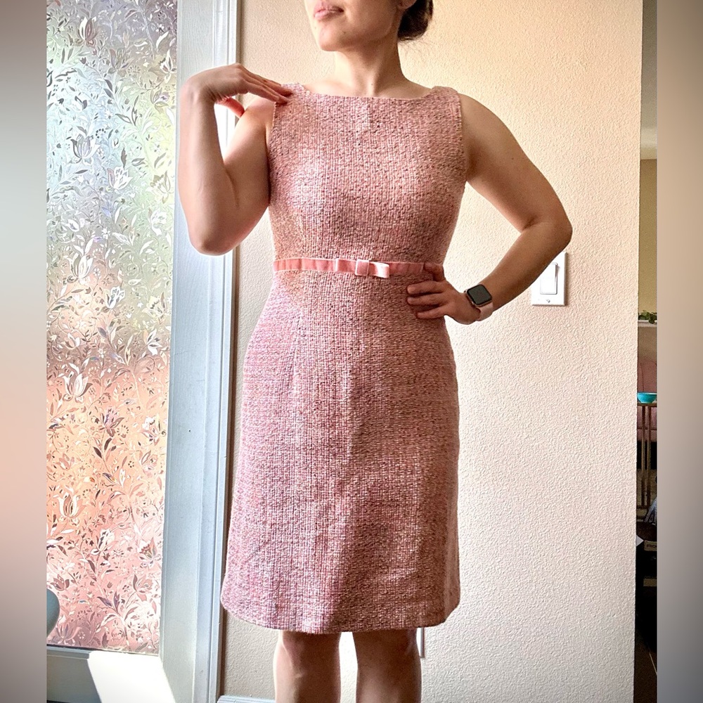 Pink tweed wool dress